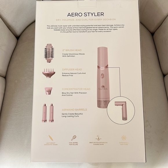 NWT Sutra Aero Styler Rose Gold Pro Blow Hair Dryer Brush Stylings Tool Holiday main image 5